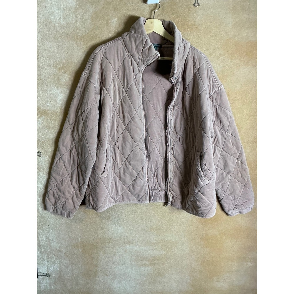 Wild‎ Fable Quilted Jacket Dusty Rose Pink Full Zip Stand Collar Oversized XXL - Picture 2 of 7